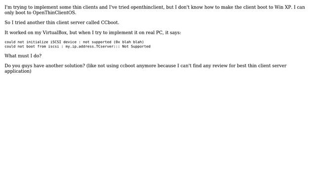 ccboot iSCSI not supported on client смотреть онлайн
