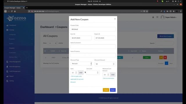 Coupon Add | Azzoa-Grocery | Ecommerce Mobile App Template Settings (Android & iOS) смотреть онлайн