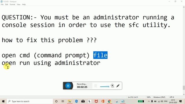 How To Fix ? You Must be an Administrator Running a Console Session in Order To Use the SFC Utility смотреть онлайн