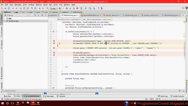 login logout and registration form in android with database and Async Task смотреть онлайн