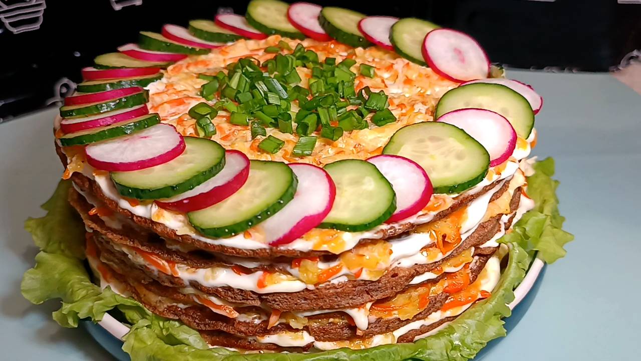 📌 Салат-торт с куриной печенью и кабачками. Печеночный торт на любой праздник смотреть онлайн