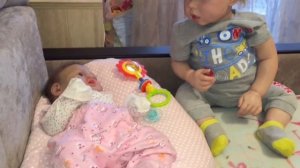 Утро с куклой реборн\Купание силиконового реборна♥