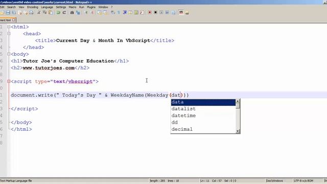 Current Day And Month in VBScript Tamil смотреть онлайн