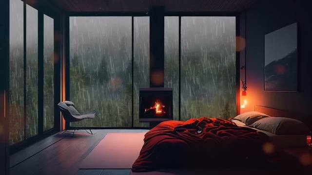 Heavy Rain On Window Sounds for Sleep 10 Hours - Cozy Bedroom Ambience - Rain Sounds For Sleeping смотреть онлайн