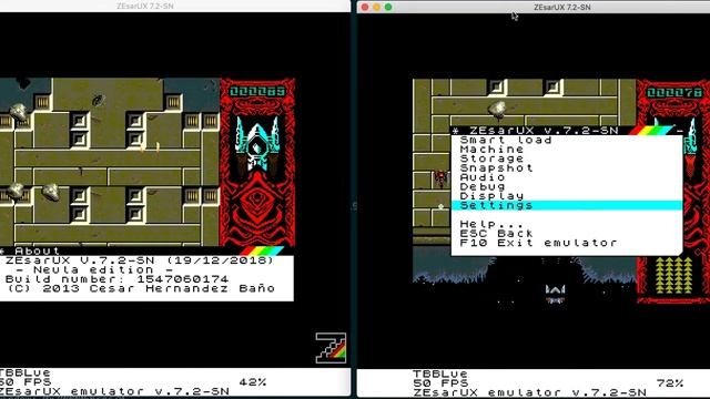 ZEsarUX emulator - Spectrum Next Layer 2 scroll fixed смотреть онлайн
