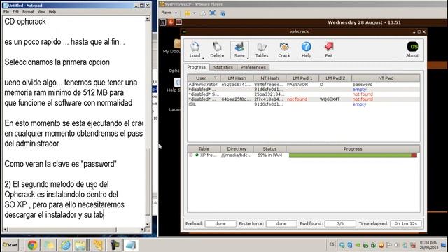 Uso del Ophcrack en Windows XP - Cracker de contraseñas смотреть онлайн