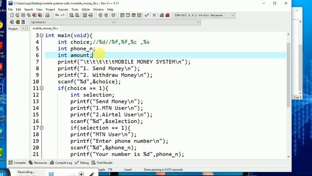 complete mobile money system in C programming смотреть онлайн