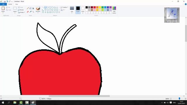 Microsoft paint tutorial - Apple (All fruit series) Part 1 - Windows 10 смотреть онлайн