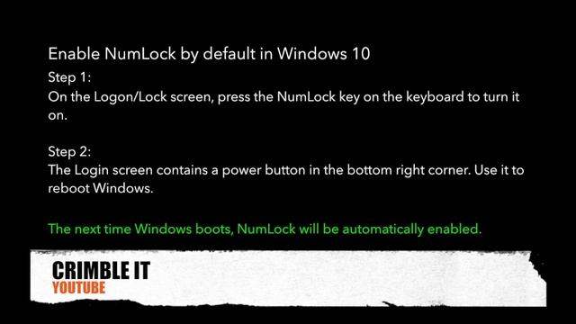 How to enable NumLock on the Logon screen and Lock screen in Windows 10 by default смотреть онлайн