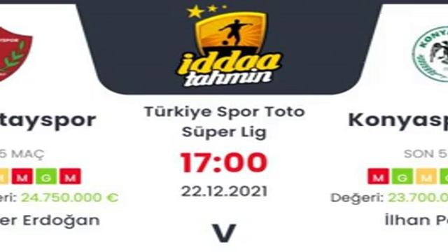 Hatayspor Konyaspor İddaa Tahminleri 22 Aralık 2021 #iddaa смотреть онлайн