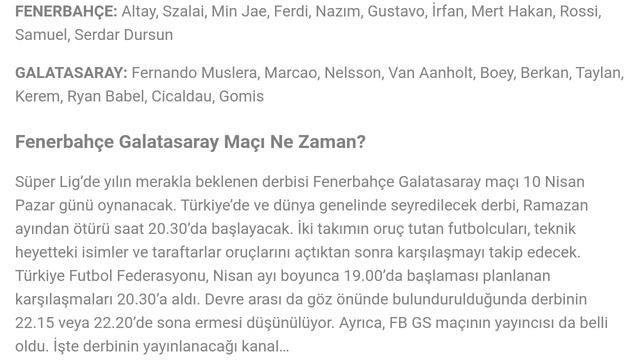 Fenerbahçe - Galatasaray maçı ne zaman, hangi kanalda, saat kaçta? смотреть онлайн