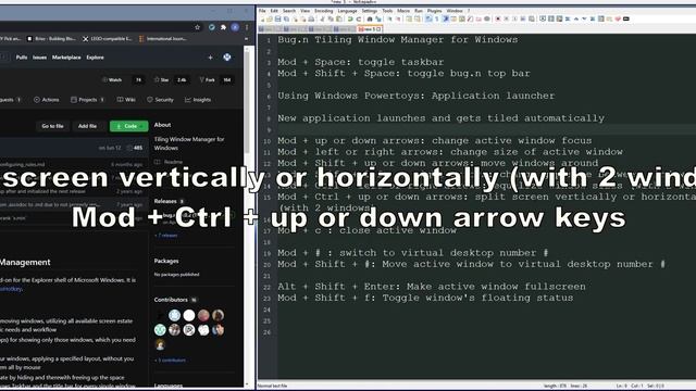 bug.n: A free, i3 like, "tiling window manager" for Windows 10 on 21:9 monitor смотреть онлайн