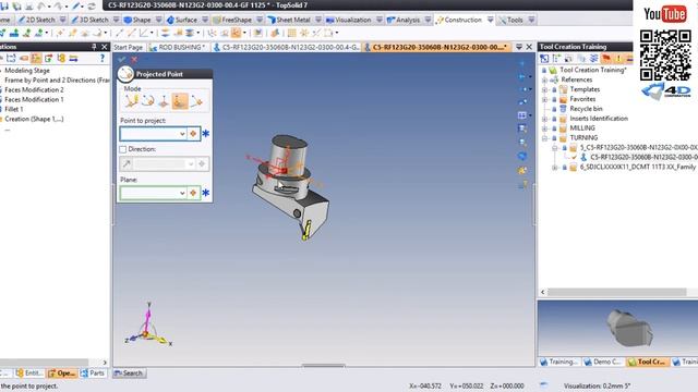 Creation of a declined grooving tool to user CAM Turning смотреть онлайн