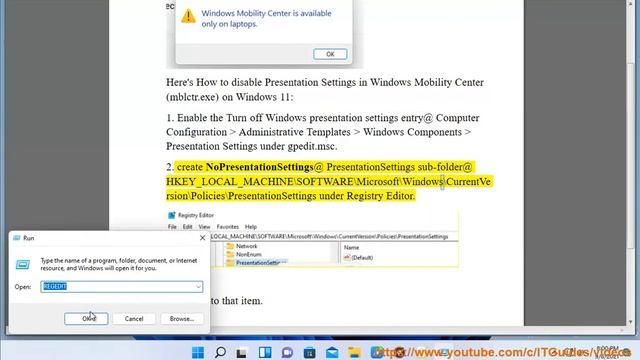 Disable Presentation Settings in Windows Mobility Center on Windows 11 смотреть онлайн