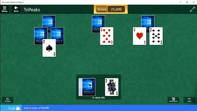 Microsoft Solitaire Windows 10 Anniversary Tri peaks Part 2 смотреть онлайн