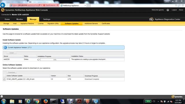 Veritas - NetBackup Appliance 5230 - Upgrade to Version 3.0 смотреть онлайн