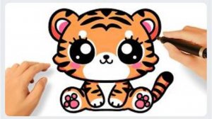 КАК НАРИСОВАТЬ МИЛОГО ТИГРА КАВАЙИ ЛЕГКО 🐯