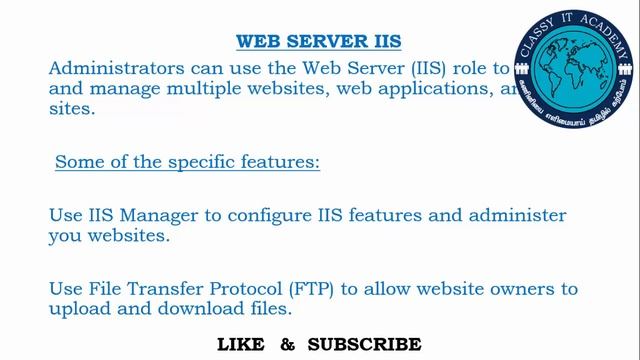 தமிழில் MCSA MCSE WINDOWS SERVER WEB SERVER IIS IN TAMIL CLASSY IT ACADEMY смотреть онлайн