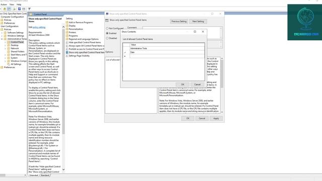 How To Allow Specified Item In Control Panel Using Group Policy Windows Server 2019 смотреть онлайн