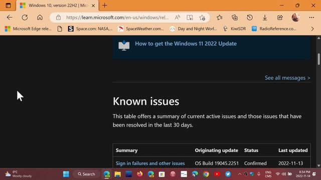 Windows 10 21H2 22H2 Known issues list updated with a few bugs смотреть онлайн
