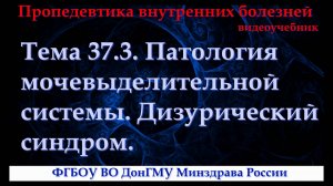 Тема 37.3. Патология мочевыделительной системы. Дизурический синдром.