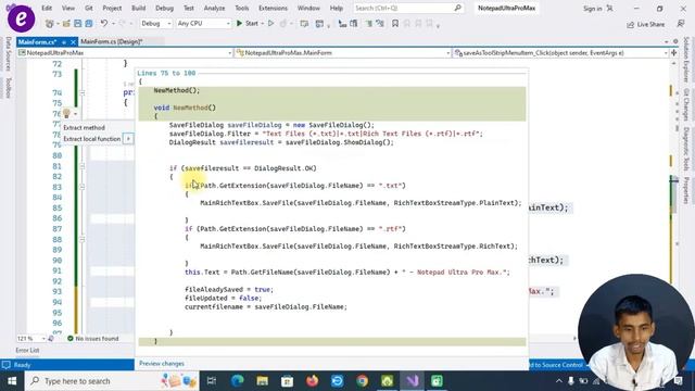 How to Create Save and Save as File Dialog in Notepad Application with C# dot Net Framework | Part смотреть онлайн