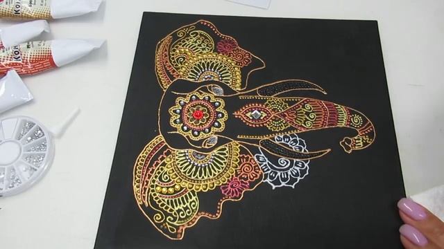 Рисуем слона! Панно на холсте! Мастер класс! смотреть онлайн