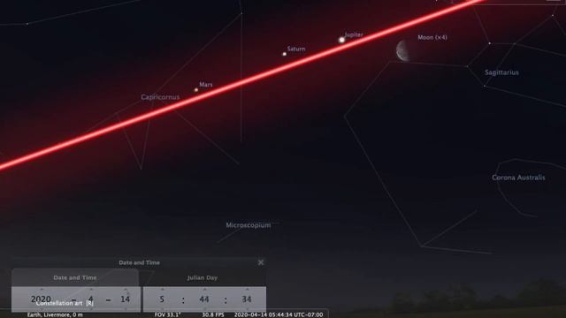The Moon Passing Jupiter, Saturn, and Mars on April 14,15, and 16 смотреть онлайн