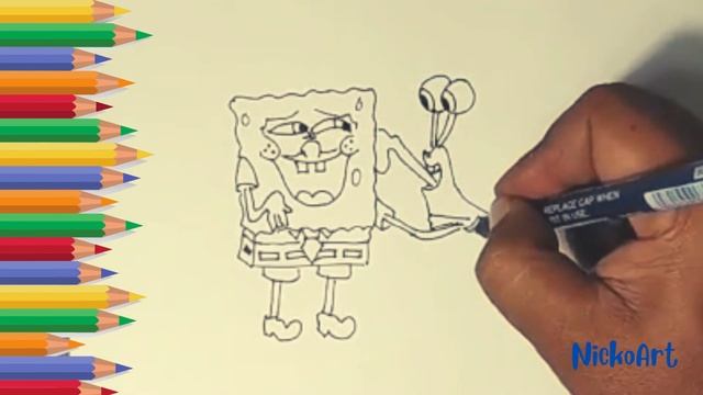 Spongebob and Gary are having fun ll Drawing and coloring for kids смотреть онлайн