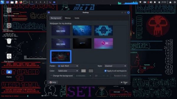 How to change kali linux default wallpaper or desktop environment | kali linux | hacker wallpaper