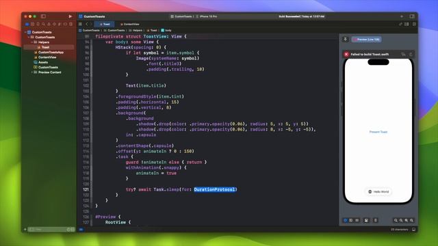 SwiftUI Animated Toasts | HUDs | Xcode 15