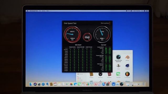 Blackmagic Disk Speed Test MacBook Pro 15" 2019 смотреть онлайн