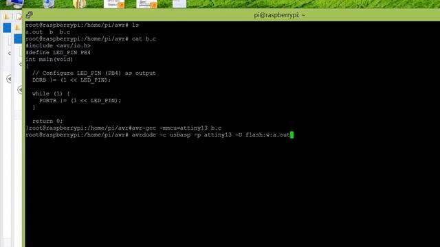 compiling c program using avr- gcc and burning using avrdude in linux /RASPBERRY PI for attiny13 смотреть онлайн