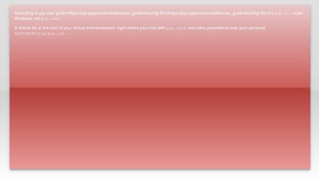 location of pip.conf file смотреть онлайн