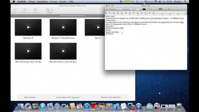 Mac OSX 10.8 Mountain Lion mit VMware Fusion смотреть онлайн