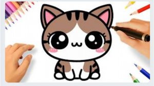 КАК НАРИСОВАТЬ МИЛУЮ КОШКУ КАВАЙИ ЛЕГКО ШАГ ЗА ШАГОМ 😻