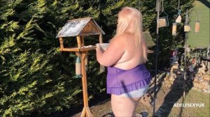 BBW ADELESEXYUK FEEDING HER BIRDS IN HER NEW PURPLE LINGERIE 7237