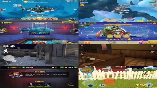 Hungry Shark World vs Evolution vs Double Head Shark vs Hungry Dragon vs Scary Teacher - Android Io смотреть онлайн