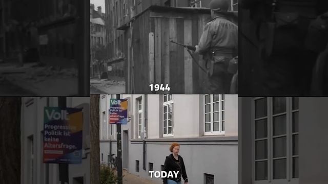Американский пехотинец из Огайо прогуливается по улицам Ахена в октябре 1944 года. смотреть онлайн