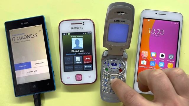 Incoming Call Old Samsung A800 and Galaxy Young/Outgoing Call Lenovo A40,Nokia Lumia 520 Windows 8. смотреть онлайн