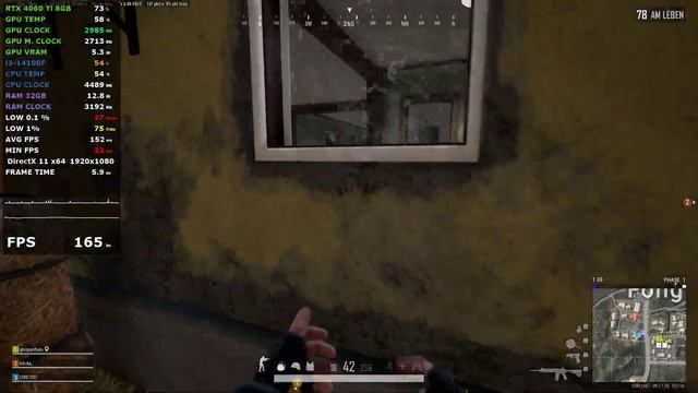 PUBG Ultra Settings 1080p Squad FPP (i5-14400F/RTX4060Ti/32GB)