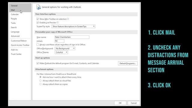 Minimize distractions in Outlook: Turn off sounds and pop-ups смотреть онлайн