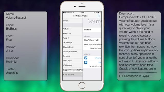 VolumeStatus 2: Adds a Dynamic Volume Icon to Your iOS 7 & 8 Status Bar смотреть онлайн