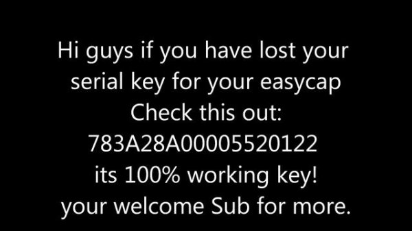 Serial Key for Easycap 100% Working!