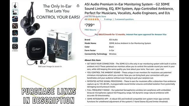 AMAZING In-Ear Monitor System w/AMBIENT SOUND CONTROL - ASI Audio 3DME смотреть онлайн