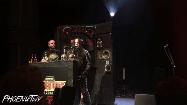 Joey Jordison "The Golden God" Award Speech - (Metal Hammer Golden Gods 2016) 13/6/16