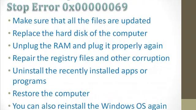 Fix Windows Stop Error 0x00000069 смотреть онлайн