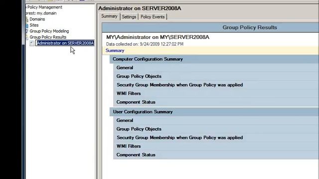 Windows Server 2008: group policy results wizard смотреть онлайн