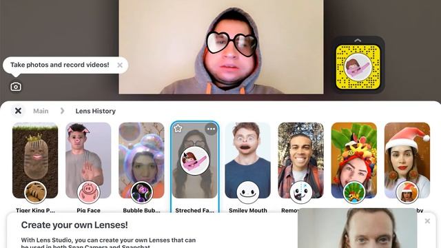 How to see LENS HISTORY in SNAP CAMERA? смотреть онлайн