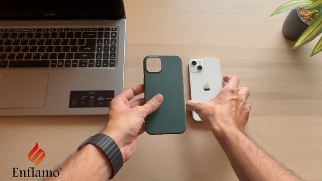 Enflamo Microfiber lining Back Case Cover for iPhone 13 (Green) | With Camera Bump Protection смотреть онлайн